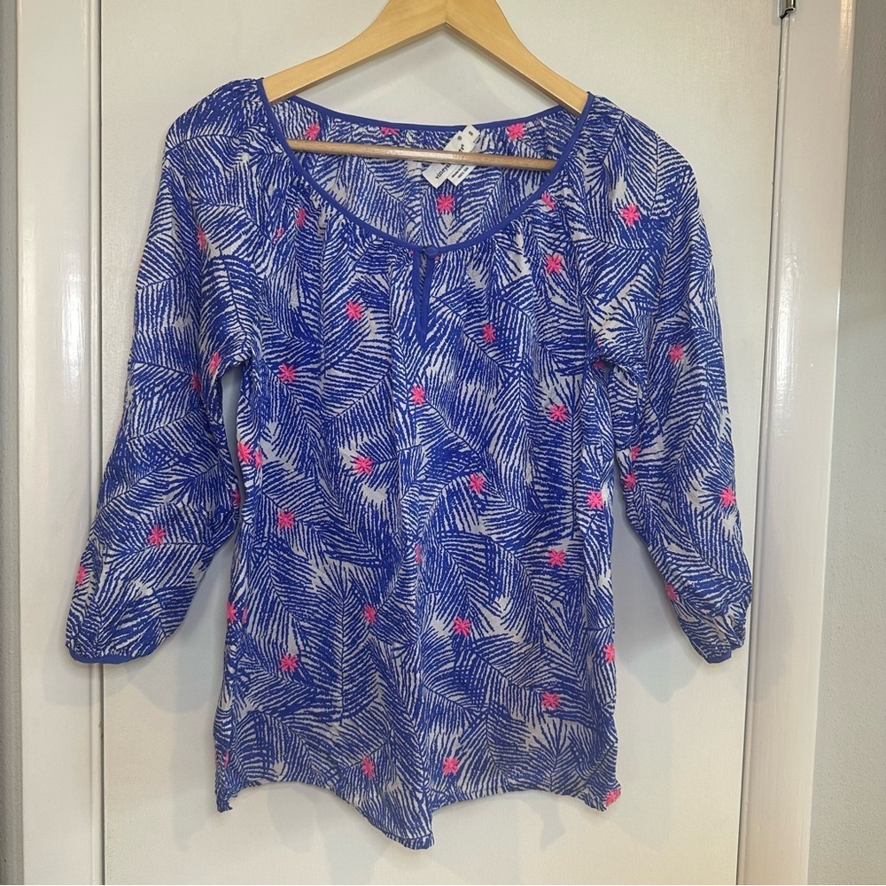 Vineyard Vines Palm Print Tunic Silk Blouse. Size: Small.